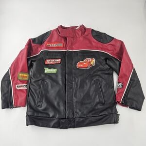 Rare Disney Cars LIGHTNING McQUEEN NASCAR STYLE LEATHER JACKET SIZE 5